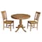 International Concepts Round 36 in Round Top Pedestal Ext Table with 12 in Leaf And 2 RTA Chairs, Pecan, 36 in W, 48 in L K59-36RXT-C10-2 - alternate 1